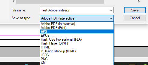 Format file supported by Adobe Indesign